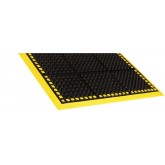 Crown Safewalk Wet Area Heavy Duty 3 Sided Pre-Assembled Edging Food Service Drainage Mat - 26" x 40", Black/Yellow